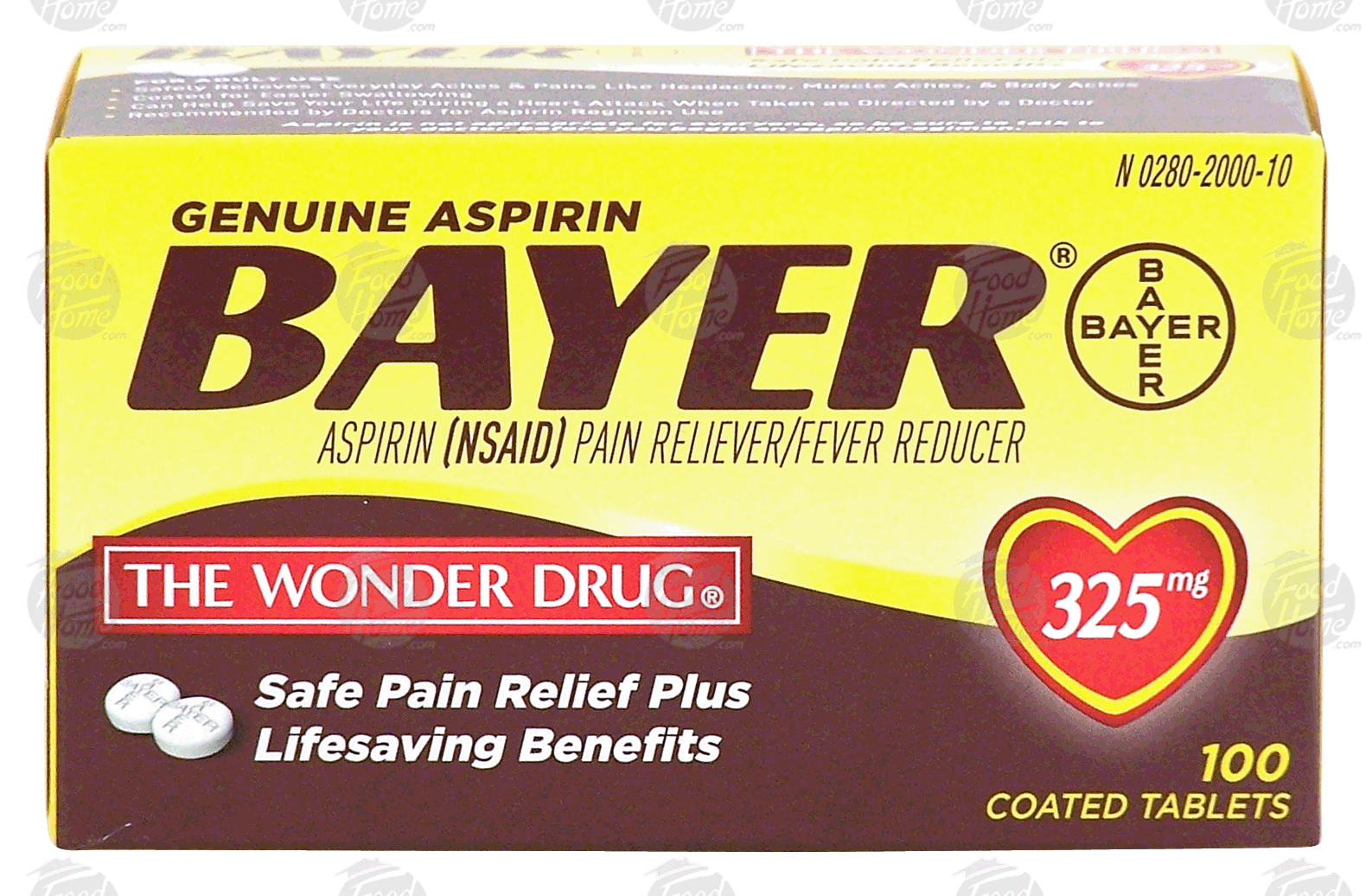 Bayer Genuine pain reliever/fever reducer, coated tablets, 325mg Full-Size Picture